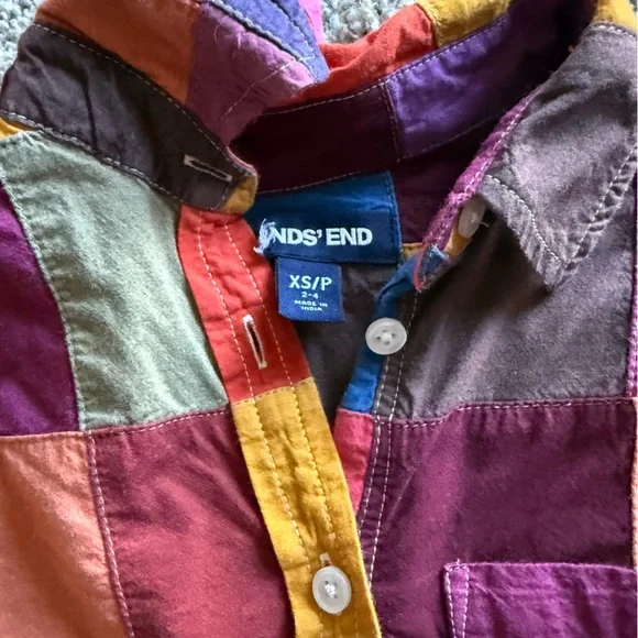 Land’s End Rainbow Colorful Button Down XSP - Picture 2 of 3